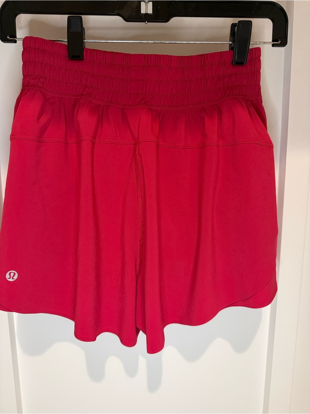 Women’s Ruffle Active Shorts - Red - Picture 2 of 3